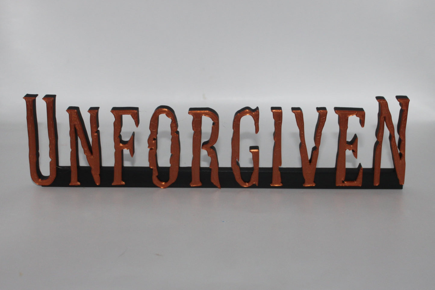 Unforgiven 3D printed Logo Sign Wall Desk Shelf Art