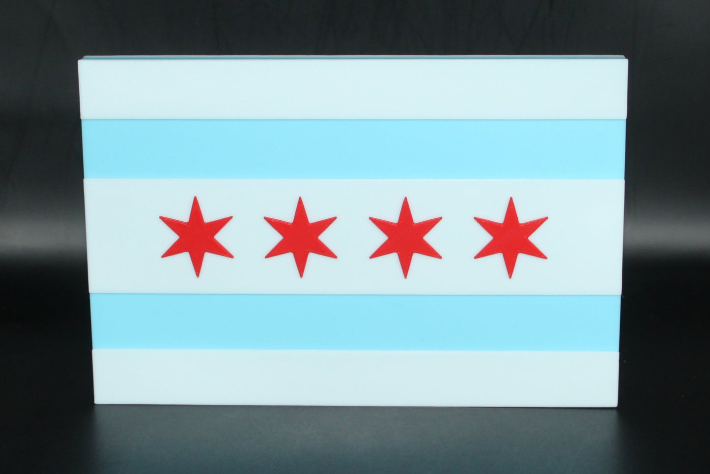 Chicago Flag 3D printed Logo Sign Wall Desk Shelf Art