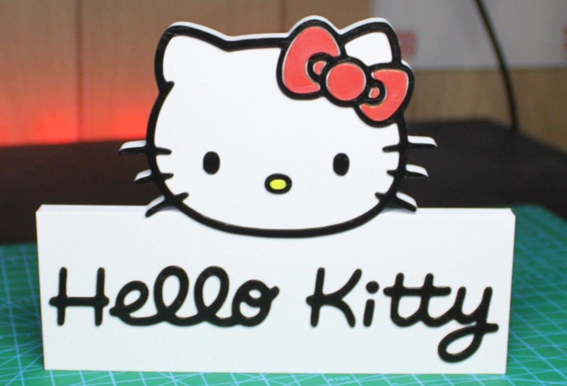 Hello Kitty 3D printed Logo Sign Wall Desk Shelf Art