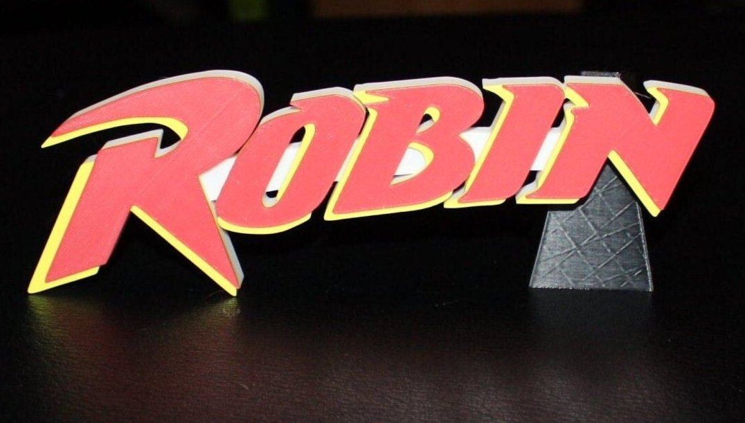 Robin 3D printed Comic Logo Art