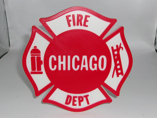 Chicago Fire Department 3D printed Logo Sign Wall Desk Shelf Art
