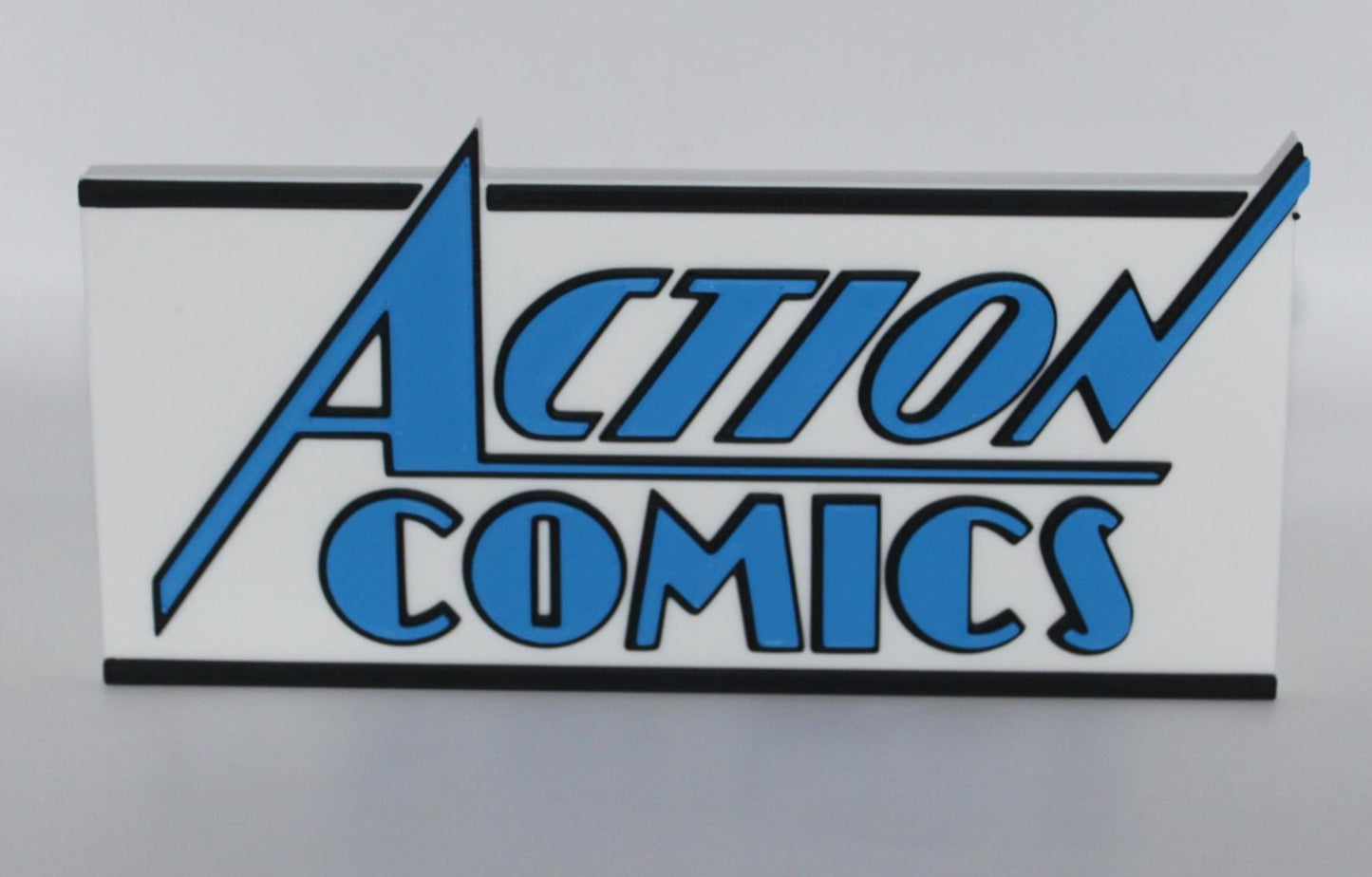 Action Comics 3D printed Logo Sign Wall Desk Shelf Art