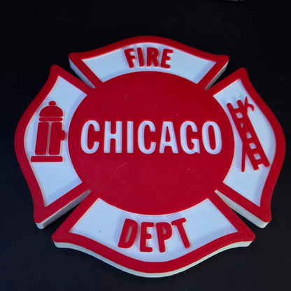 Chicago Fire Department 3D printed Logo Sign Wall Desk Shelf Art