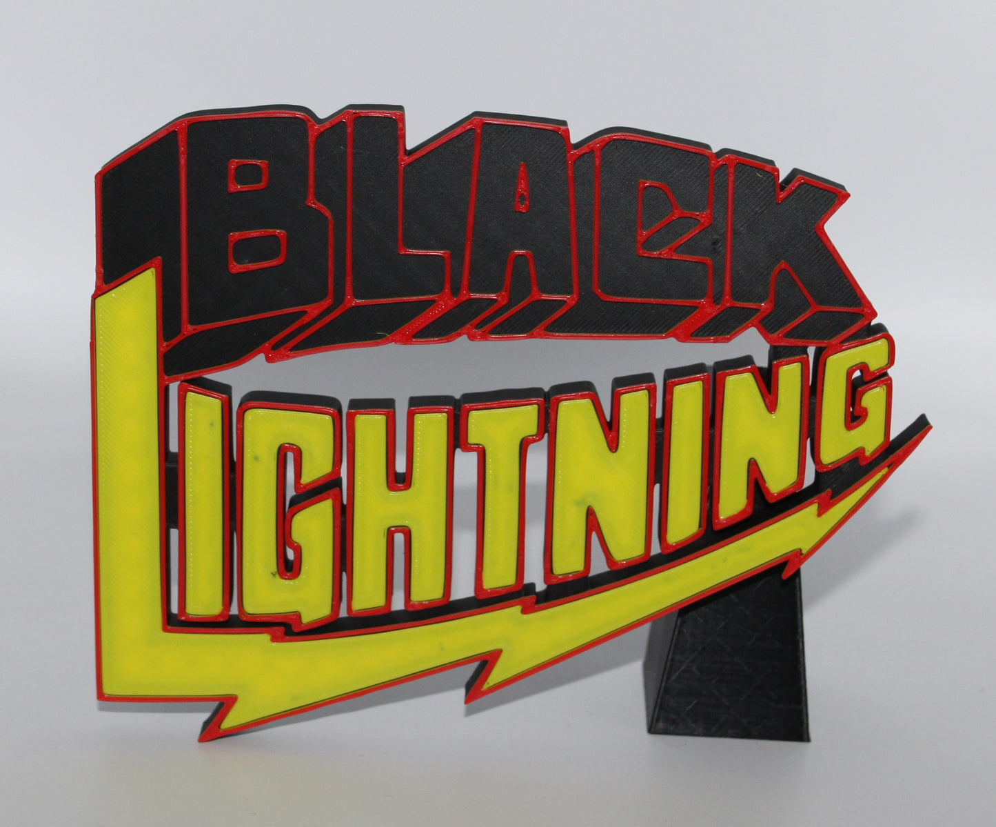 Black Lightning 3D printed Logo Sign Wall Desk Shelf Art