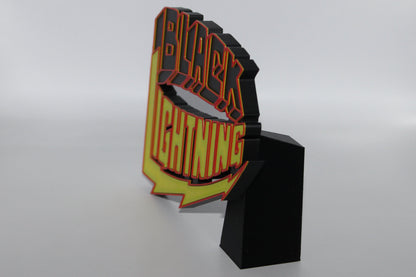 Black Lightning 3D printed Logo Sign Wall Desk Shelf Art