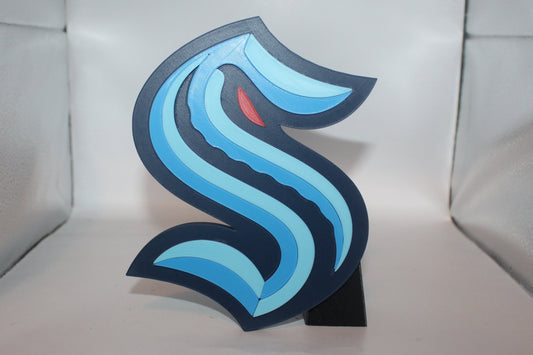 Seattle Kraken 3D printed Logo Sign Wall Desk Shelf Art