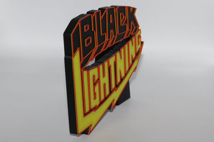 Black Lightning 3D printed Logo Sign Wall Desk Shelf Art