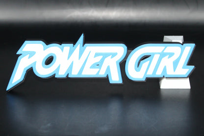 Power Girl 3D printed Logo Sign Wall Desk Shelf Art