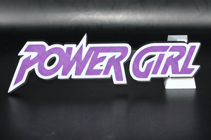 Power Girl 3D printed Logo Sign Wall Desk Shelf Art