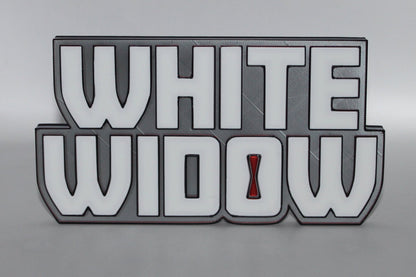 White Widow 3D printed Logo Sign Wall Desk Shelf Art