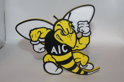 AIC Yellow Jackets 3D printed Logo Sign Wall Desk Shelf Art