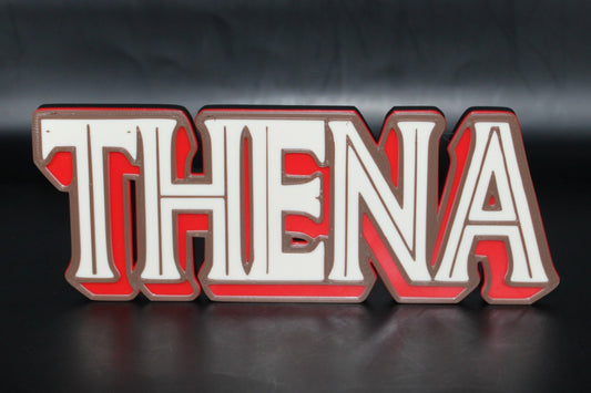 Thena 3D printed Logo Sign Wall Desk Shelf Art