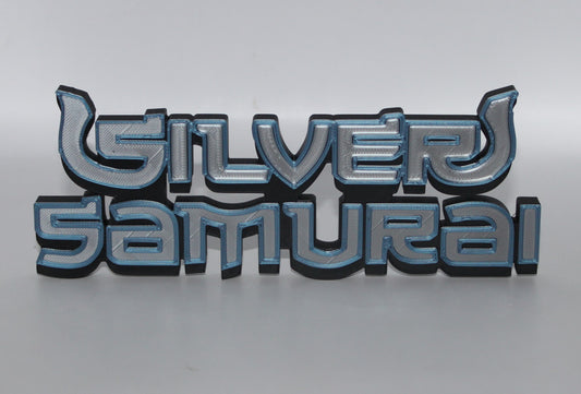 Silver Samurai 3D printed Logo Sign Wall Desk Shelf Art
