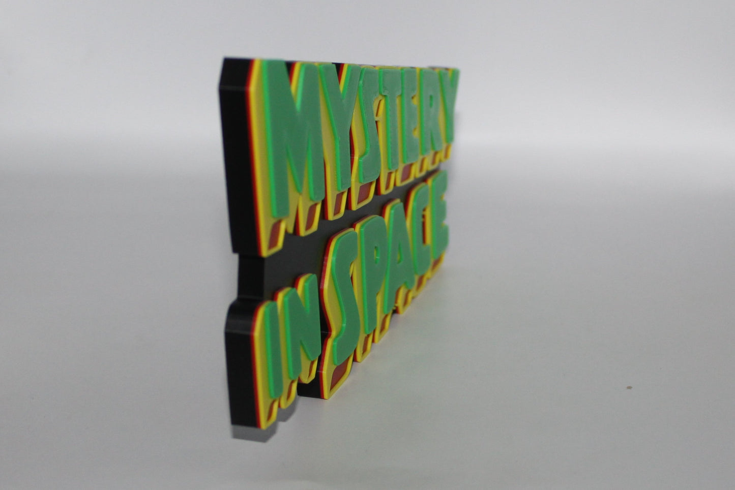 Mystery in Space 3D printed Logo Sign Wall Desk Shelf Art