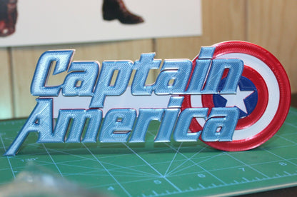 Captain America 3D printed Logo Sign Wall Desk Shelf Art