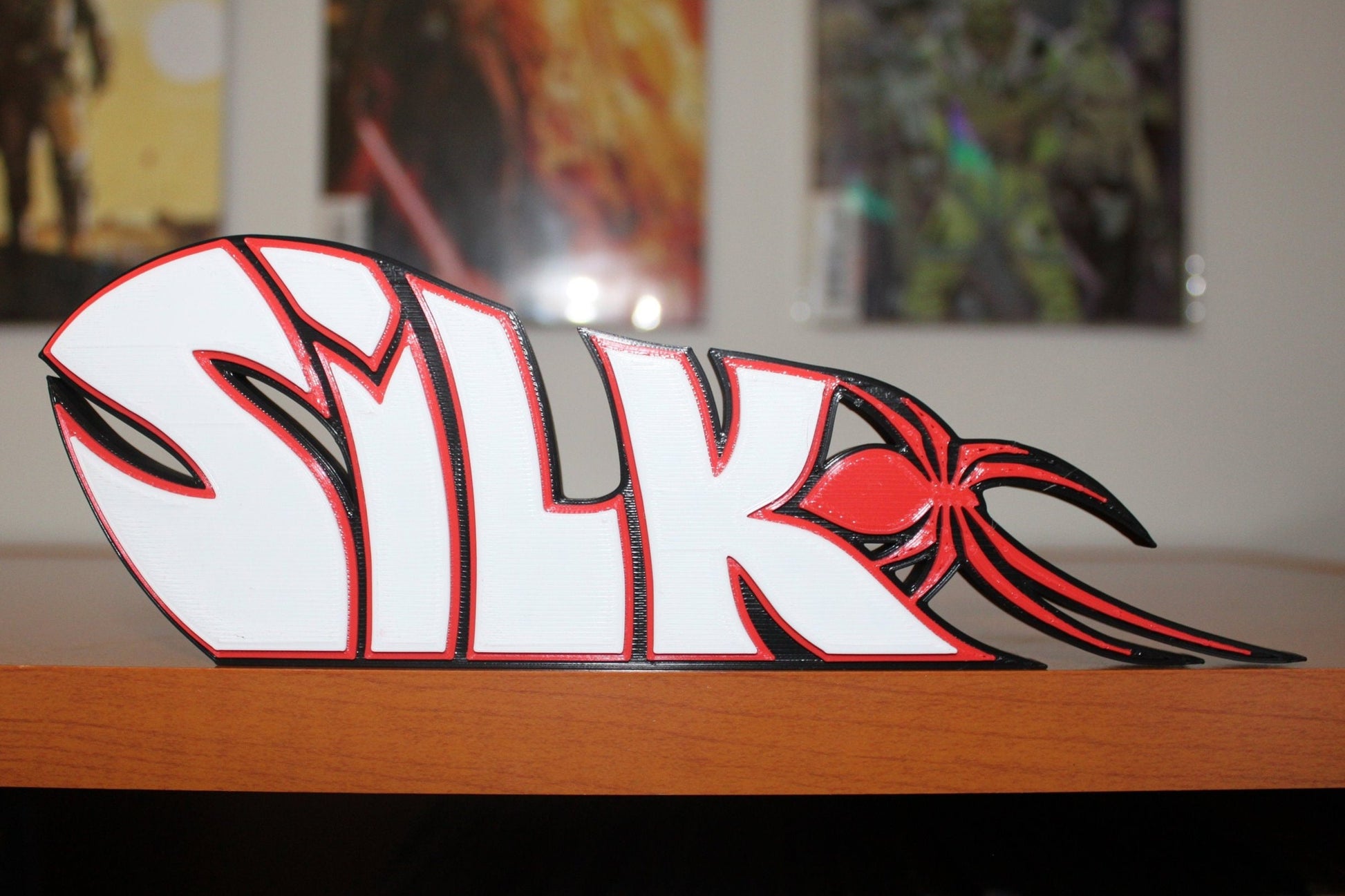 Silk 3D printed Comic Logo Art