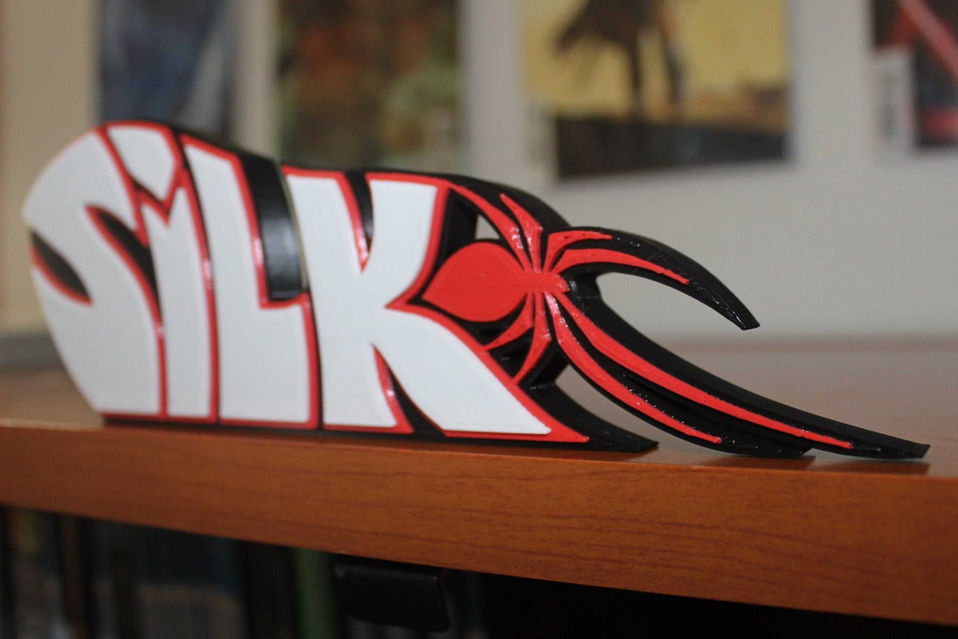 Silk 3D printed Comic Logo Art