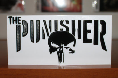 Punisher 3D printed Comic Logo Art - Rectangle Base