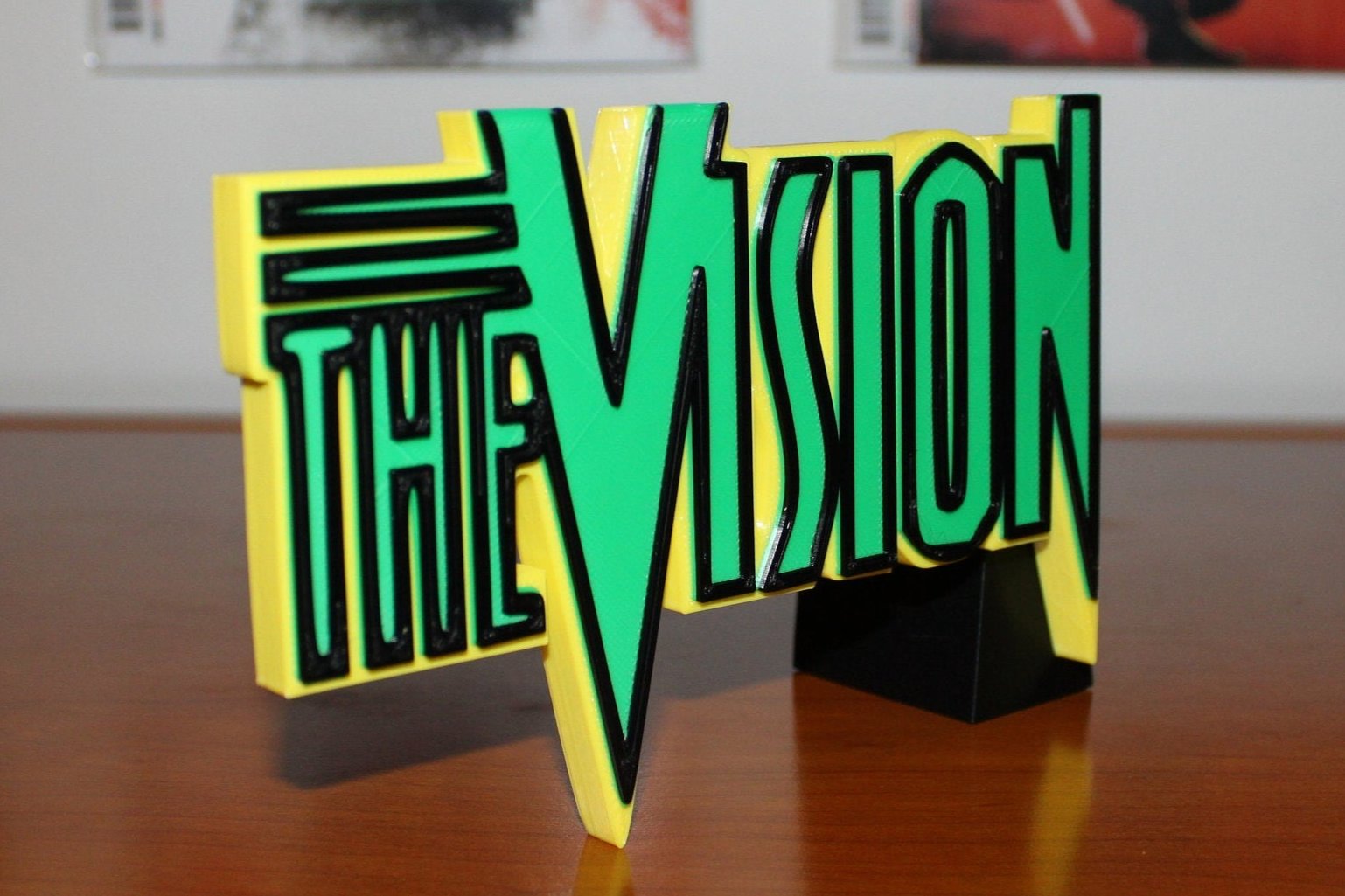 Vision 3D printed Comic Logo Art