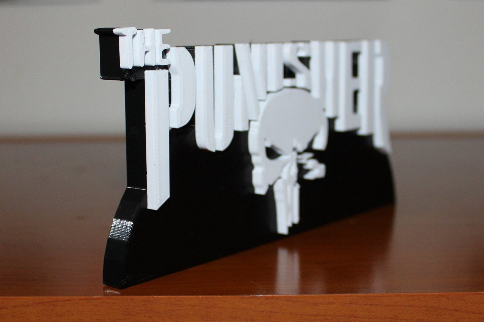 Punisher 3D printed Comic Logo Art - Curved base