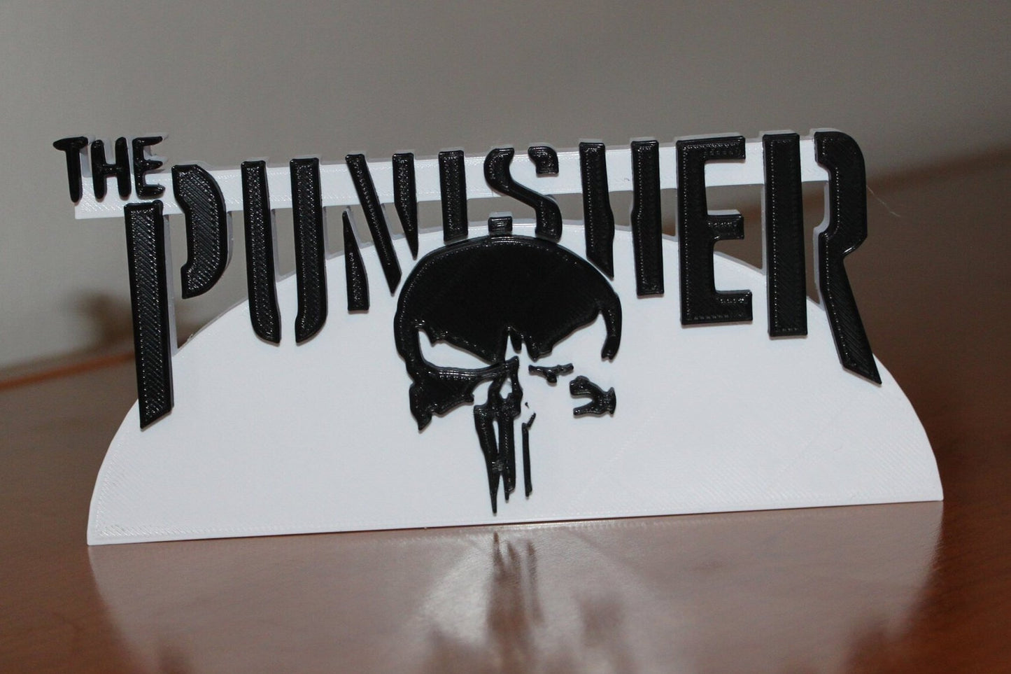 Punisher 3D printed Comic Logo Art - Curved base