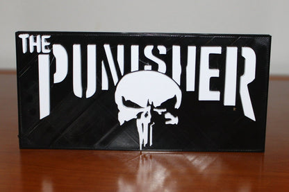 Punisher 3D printed Logo Sign Wall Desk Shelf Art - Rectangle Base