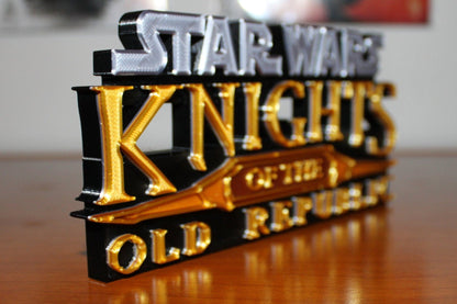 Knights of the Old Republic Game 3D printed Logo Art