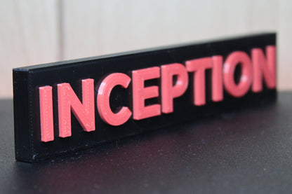 Inception 3D printed Logo Sign Wall Desk Shelf Art