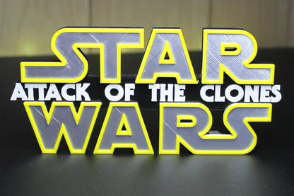 Star Wars Attack of the Clones 3D printed Logo Sign Wall Desk Shelf Art