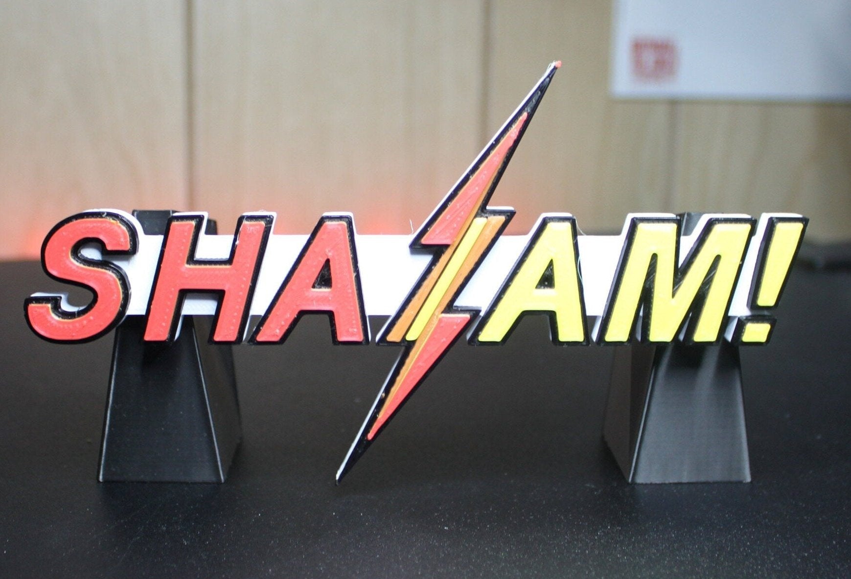 Shazam 3D printed Comic Logo Art