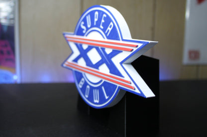 Superbowl XX 3D printed Logo Sign Wall Desk Shelf Art