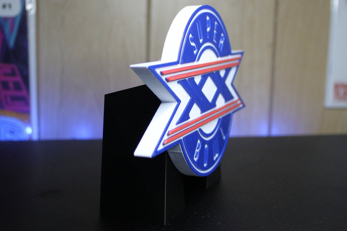 Superbowl XX 3D printed Logo Sign Wall Desk Shelf Art