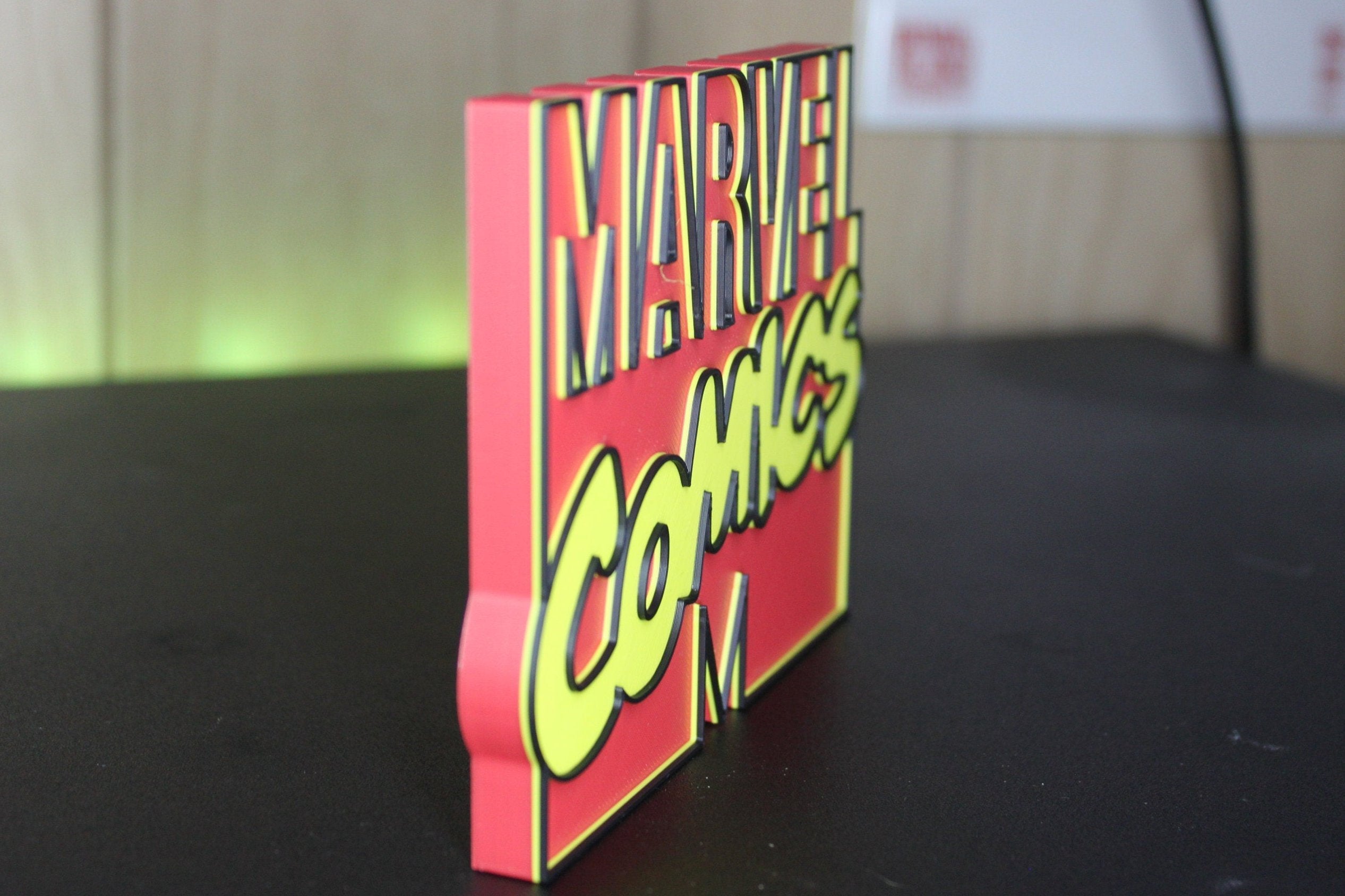Marvel Comick Sign Marvel Comics 3D printed Logo Sign Wall Desk Shelf Art – WindyCity3D