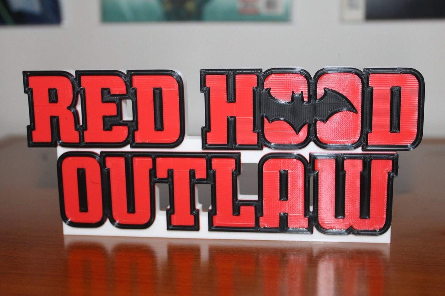 Red Hood Outlaw 3D printed Logo Sign Wall Desk Shelf Art