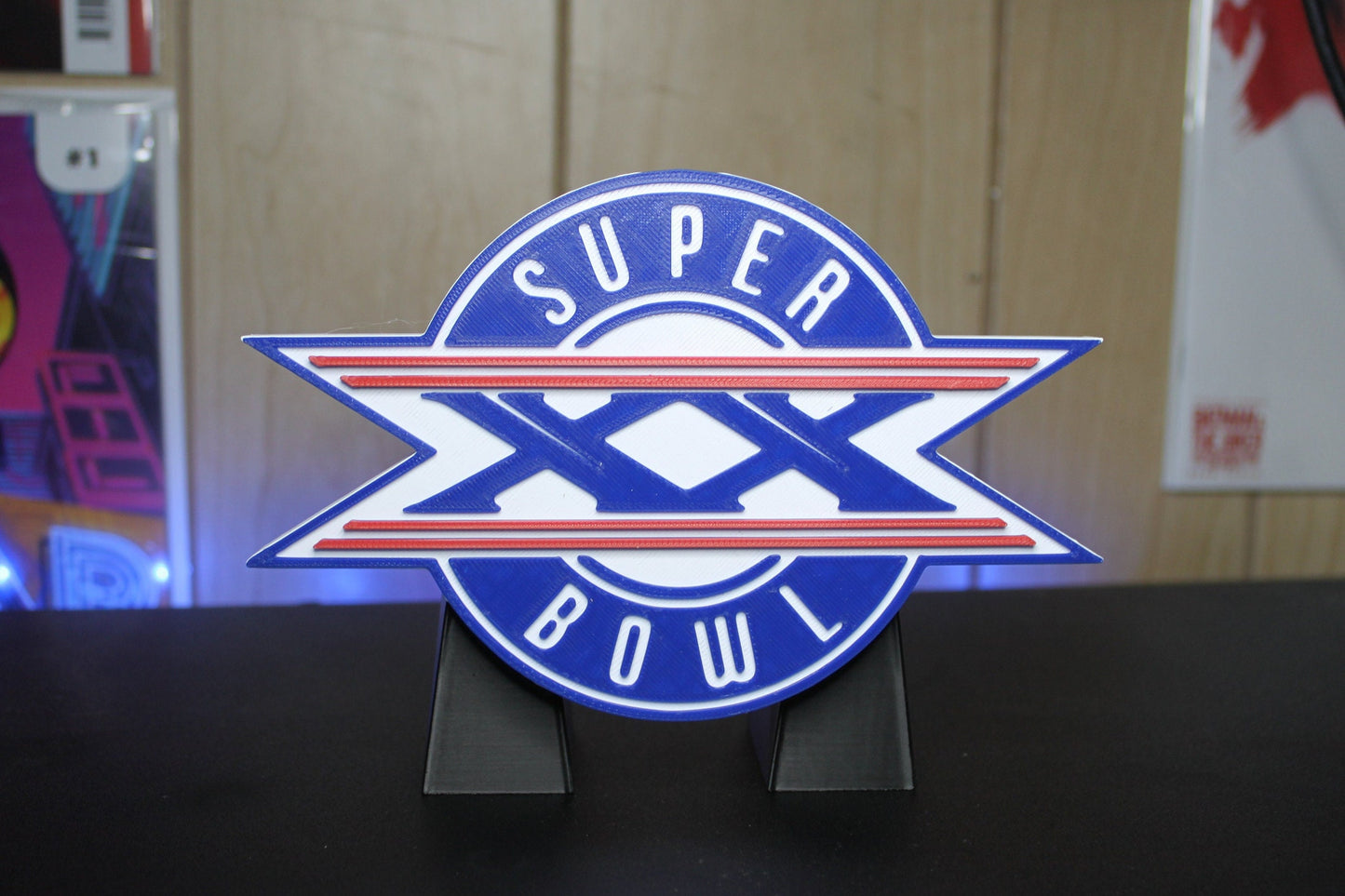 Superbowl XX 3D printed Logo Sign Wall Desk Shelf Art