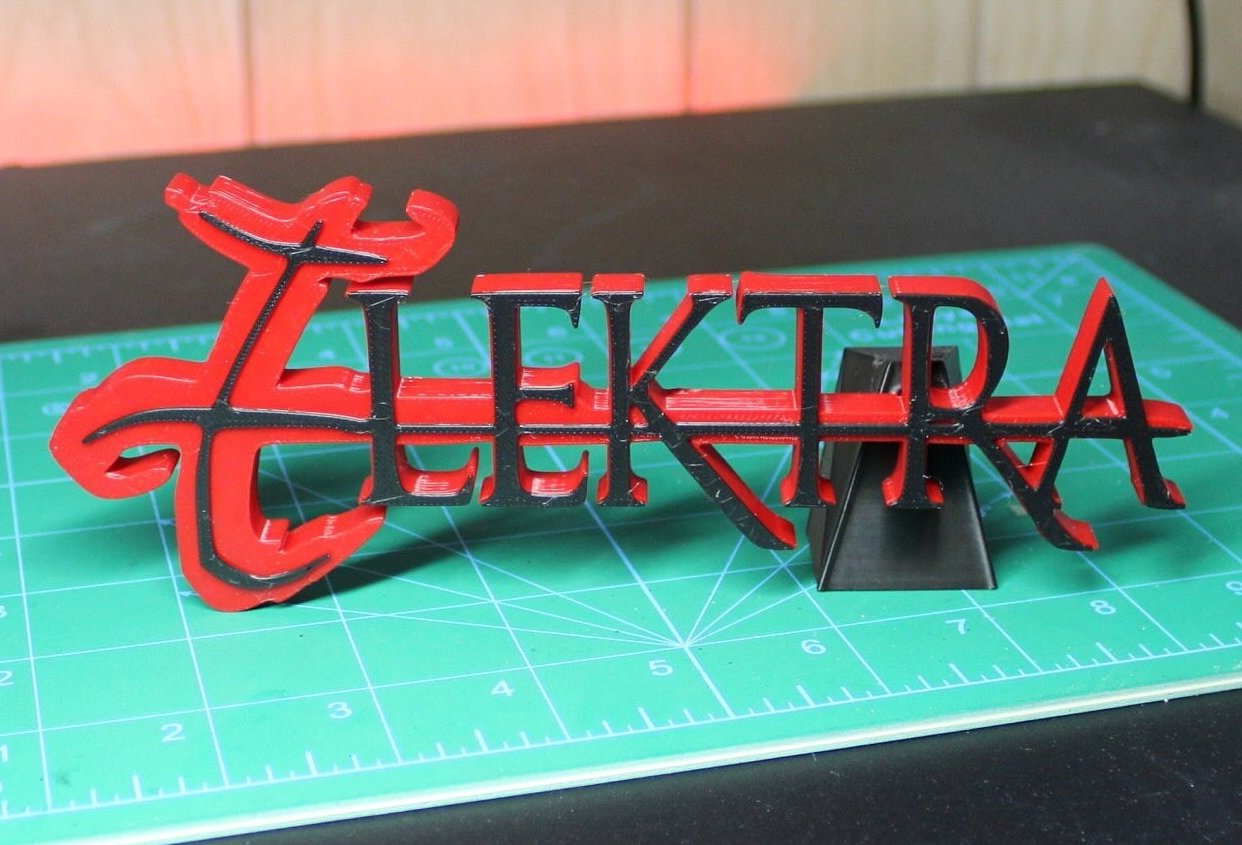 Elektra 3D printed Comic Logo Art