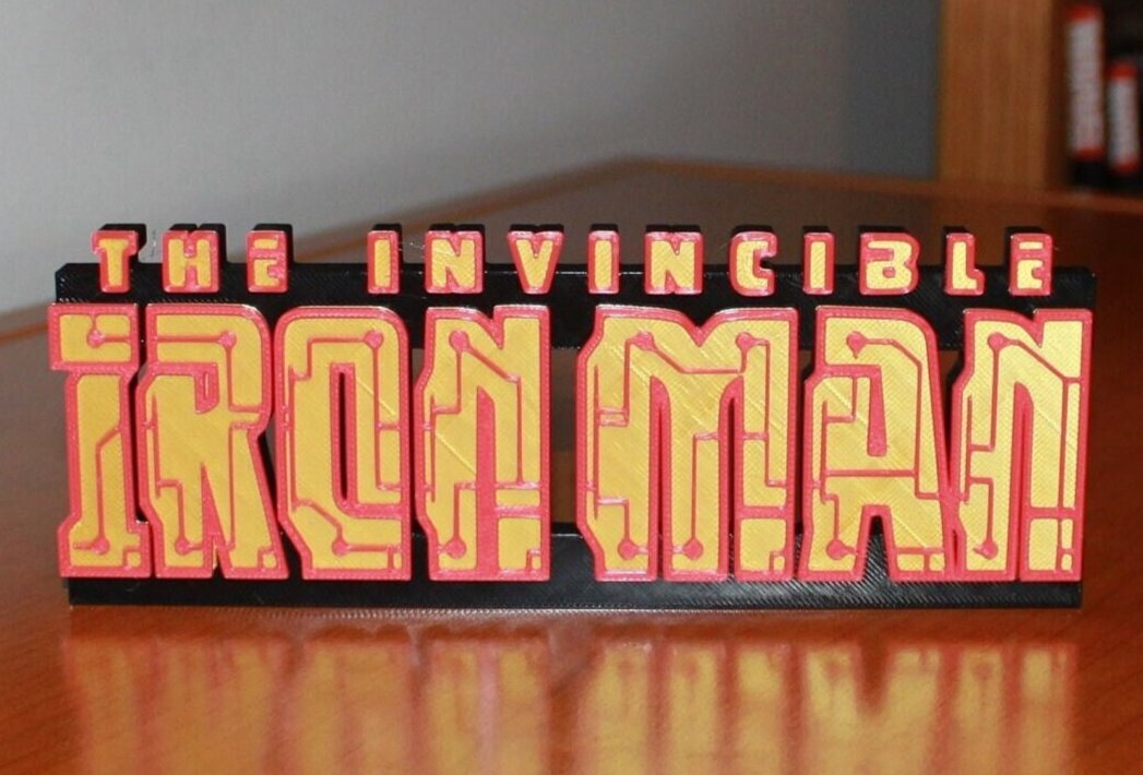 Iron Man 3D printed Logo Sign Wall Desk Shelf Art