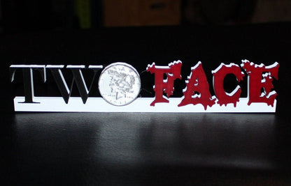 Two Face 3D printed Comic Logo Art