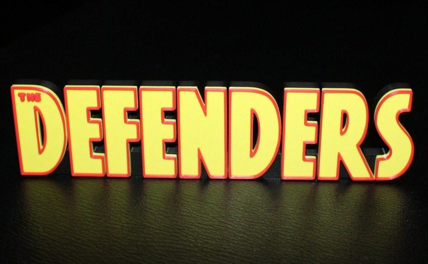 Defenders 3D printed Comic Logo Art