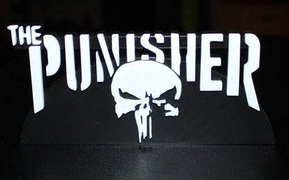 Punisher 3D printed Comic Logo Art - Curved base