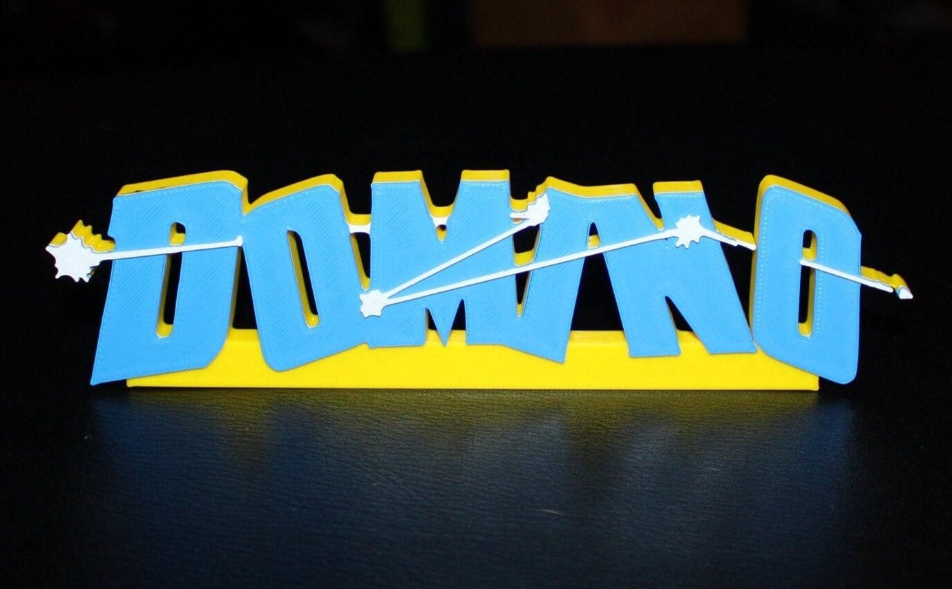 Domino 3D printed Comic Logo Art