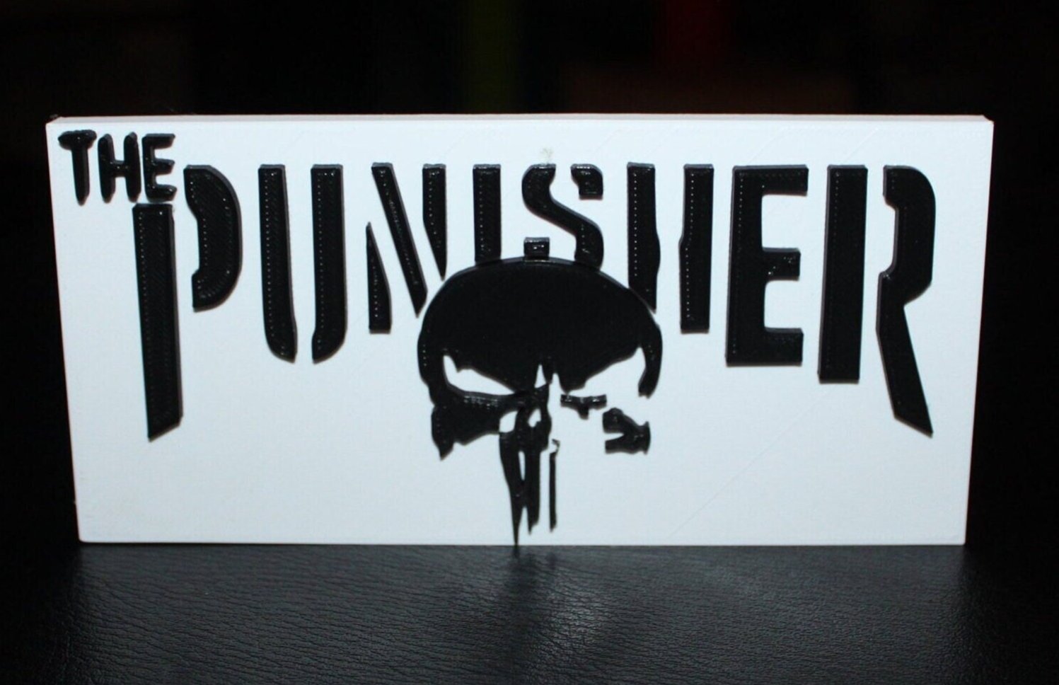 Punisher 3D printed Comic Logo Art - Rectangle Base