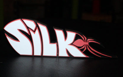 Silk 3D printed Comic Logo Art