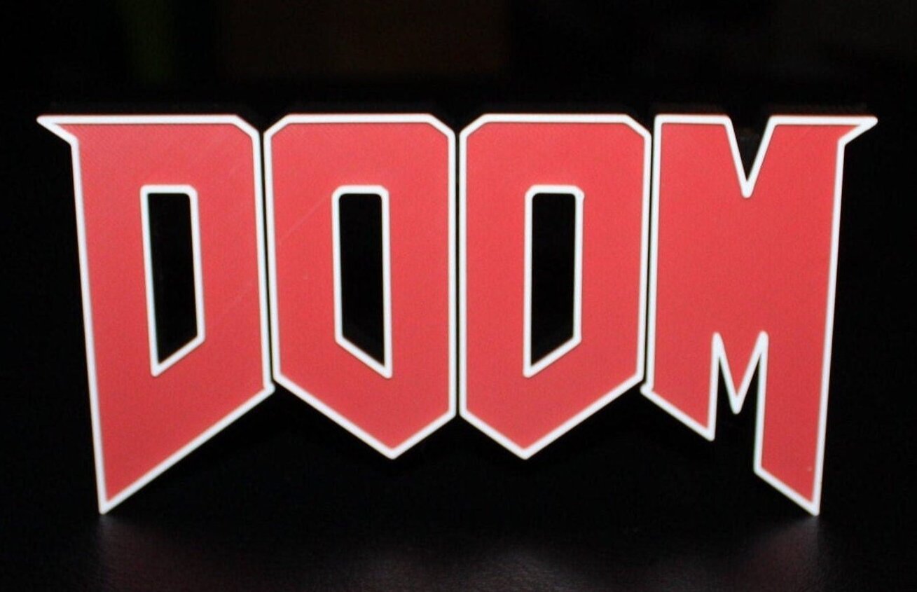 Doom Video Game 3D printed Logo Art