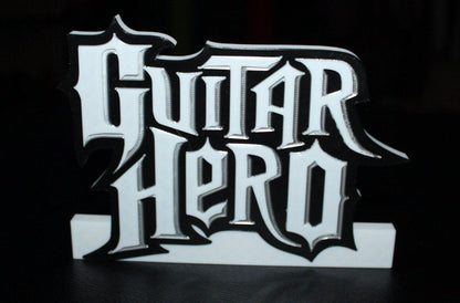 Guitar Hero 3D printed Logo Sign Wall Desk Shelf Art