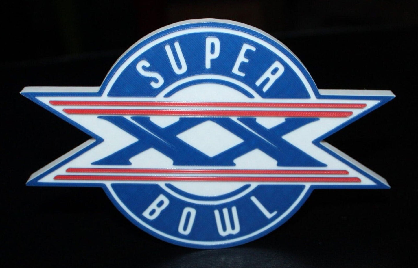 Superbowl XX 3D printed Logo Sign Wall Desk Shelf Art