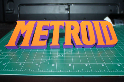 Metroid 3D printed Logo Sign Wall Desk Shelf Art