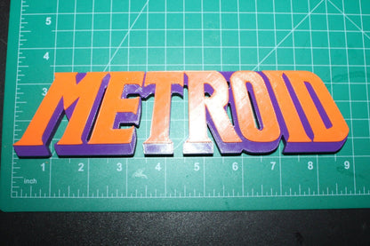 Metroid 3D printed Logo Sign Wall Desk Shelf Art