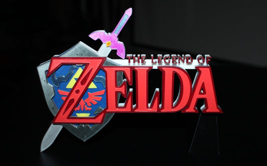 The Legend Of Zelda W/Shield 3D printed Logo Sign Wall Desk Shelf Art