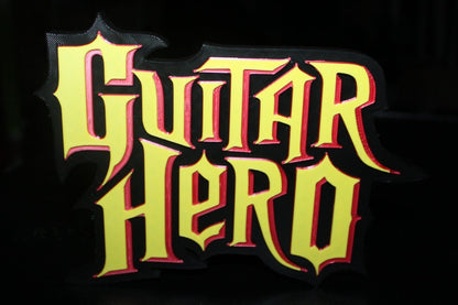 Guitar Hero 3D printed Logo Sign Wall Desk Shelf Art